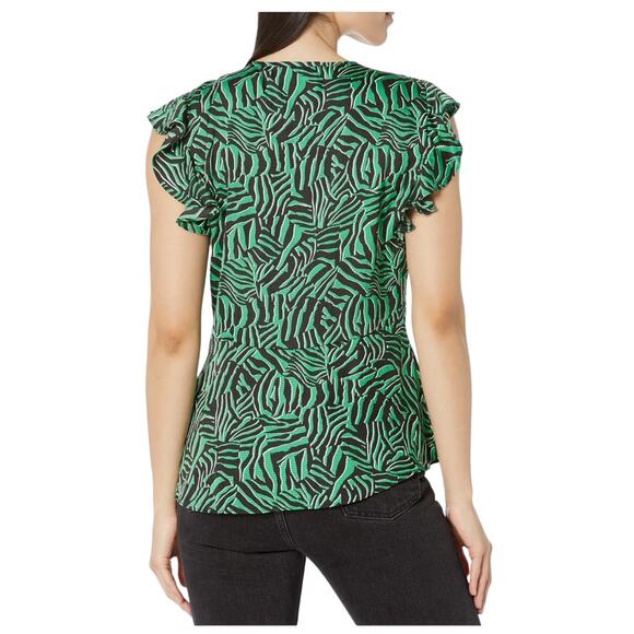 NWT! Michael Kors Zebra V-Neck Flounce Blouse - Size Medium - Picture 5 of 11